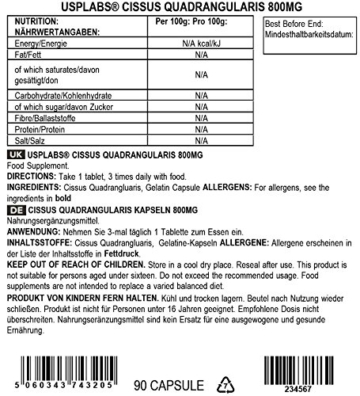 Bulk Powders Cissus Quadrangularis 800 mg, 90 Tabletten - 2