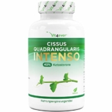Cissus Quadrangularis - 180 Kapseln mit 720 mg Extrakt - Premium: 40% Ketosterone + Schwarzer Pfeffer - Hochdosiert - Vegan - Laborgeprüft - 1